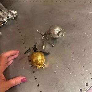 Michael Aram Gold and Silver Pomegranate Salt and Pepper Shakers